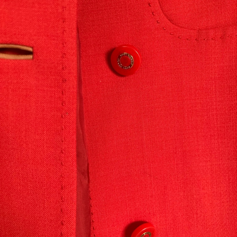 Tory Burch vintage Vibrant chic timeless bold Red Trench Coat - Picture 4 of 12